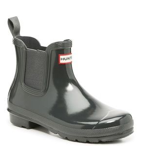 Hunter Women's Original Gloss Chelsea Rain Boots DARK GREY size 9 🥾 worn once